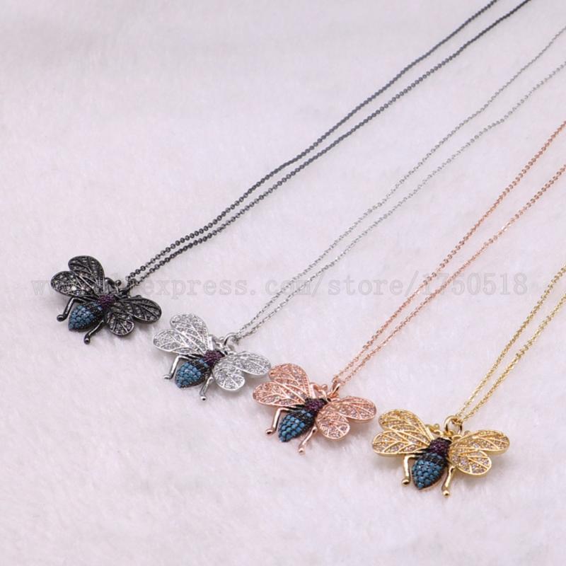 

5 strands bugs necklace Insects bee pest pendants necklace small size jewelry 18" mix color pets beads 3069