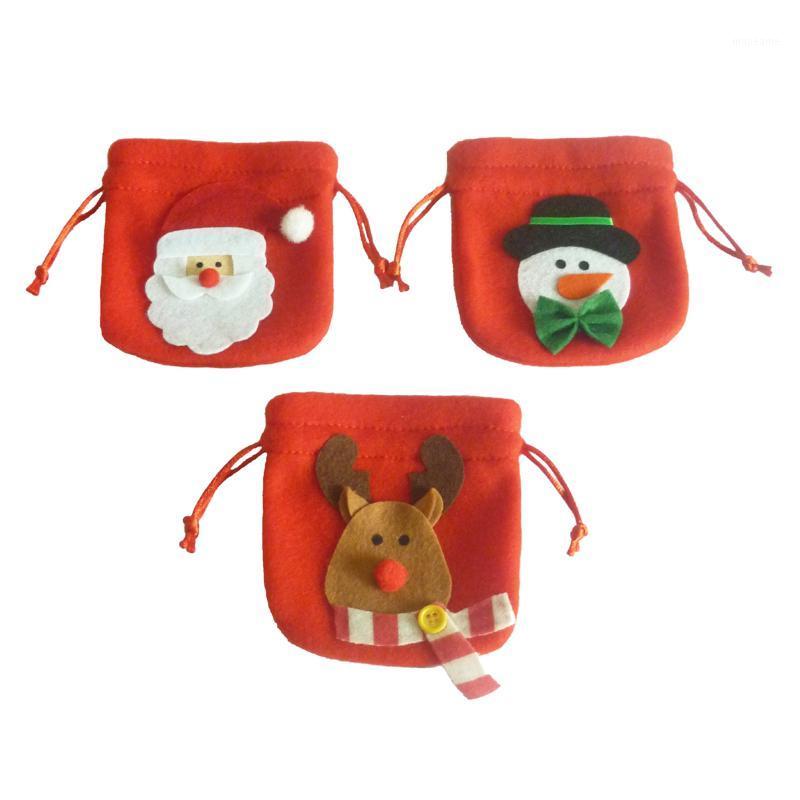 

9.5x11.5cm Christmas Decoration Candy Bag Santa Claus Snowman Elk Drawstring Storage Gift Bag For New Year Home Party Supply1