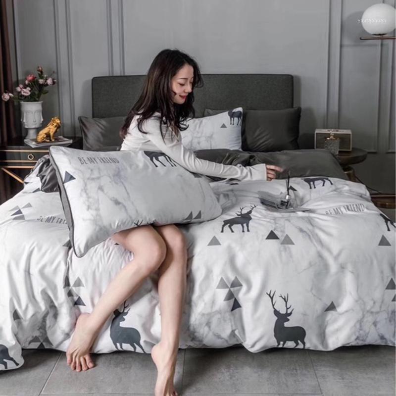 

Pure color double-sided washed silk four-piece suit European-style simple cotton embroidery four-piece suit pure cotton bed line1, Color 8