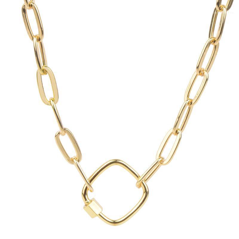 

Chanfar Thick Chain Choker Necklaces For Women Men Teardrop Clover Key Pendent Fashion Female Male Jewelry Gift Chains, Silver