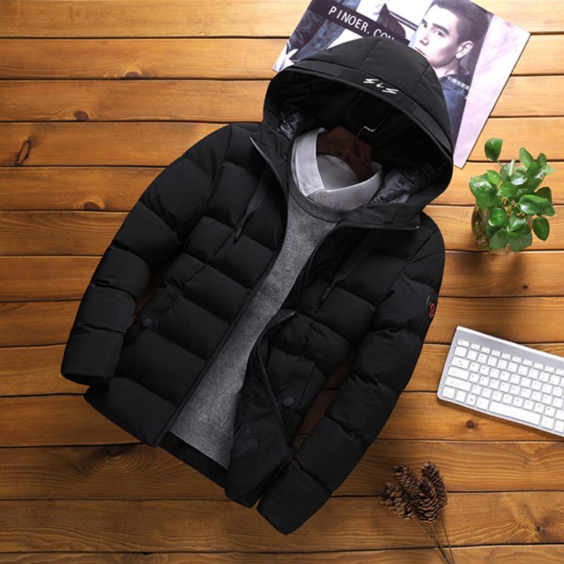 

2020 New Luxury Designer Men's Padded Jacket Winter New Middle-aged and Elderly Casual Hooded Cotton Jacket Dad Cotton, Black