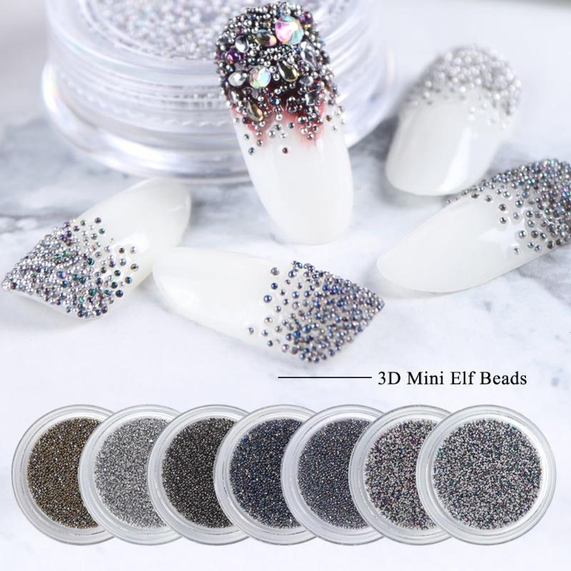 

1box Metal Micro Elf Beads DIY Nail Art Alloy Gold Silver Gray Mini Stainless Steel Caviar Studs Nails Accessories Jewelry