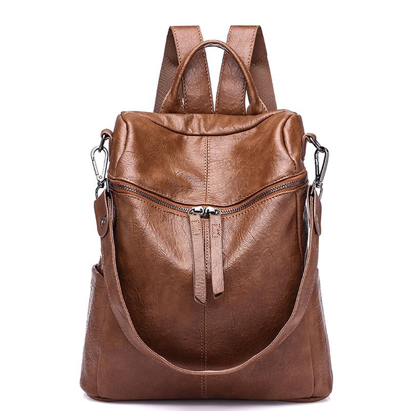 

Female Backpack New Korean Version Backpack Women the Wild Fashion Travel Backack Woman Bag Leisure Travel Leather Backpacks, Brown