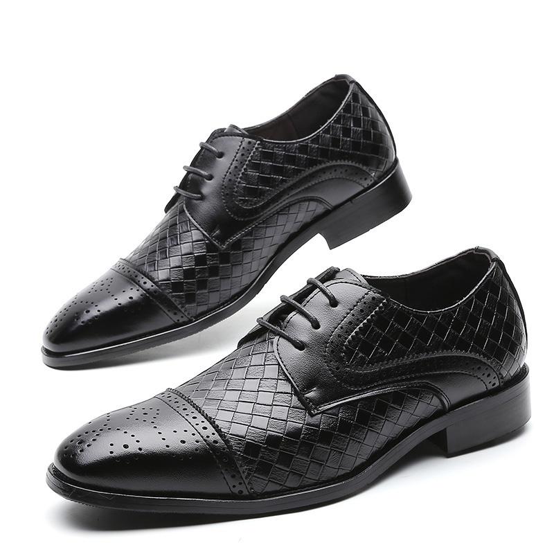 

Meluxury Businessn Leather Formal Shoes Luxury Casual Brogue Shoes Winter Wedding Fashion Trend for Men Brown Oxfords, Black