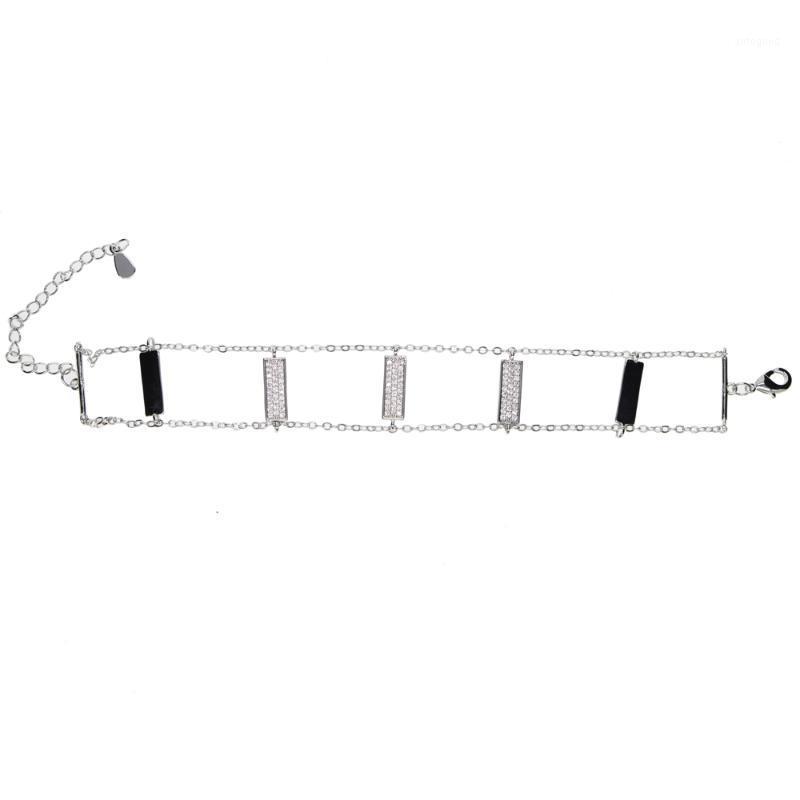 

Charm Bracelets Women Fashion 5pcs Bar Cubic Zirconia CZ Zircon Crystal Bracelet For Wedding Wide Bracelet1