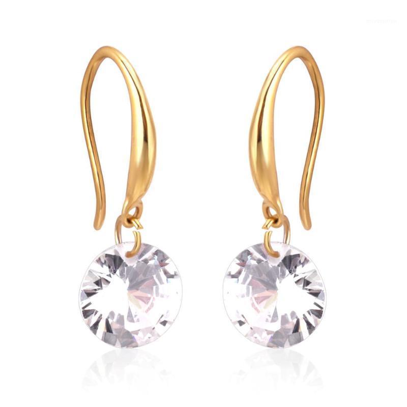 

LUXUKISSKIDS Gold Steel Crystal Round Drop Dangle Earrings Set For Women Girl Earring Fashion Jewelry Earings pendientes brinco1