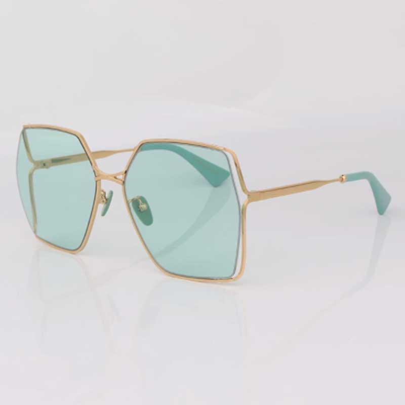 

Luxury lady Square metal frame women sunglasses clear green lenses green trips