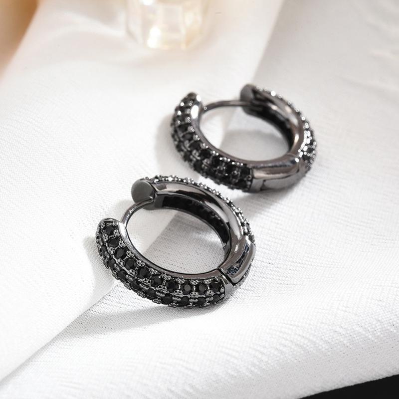 

Top Quality Boho Huggie Crystal Small Hoop Earrings Micro Pave CZ Gold Black Loop Circle Ear Rings Earring for Women INS Jewelry