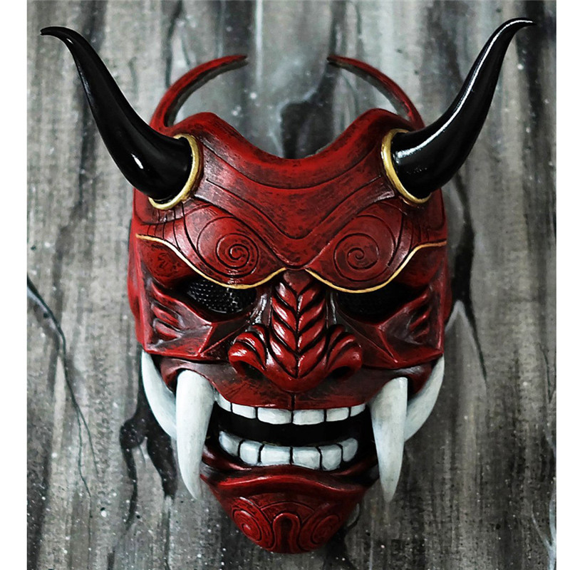 

Evil Haunted Demon Latex Mask Devil Face Japan Hannya Cosplay Party Half House Oni Costume Party Masks Cosplay Costume Props Rqcih