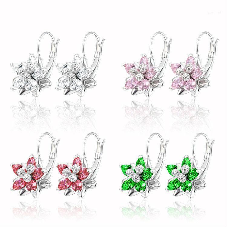 

Hoop & Huggie Brand Zirconia Earing Alloy White Gold Color Earrings For Women Bijoux Brincos Fashion Jewelry 17E08771