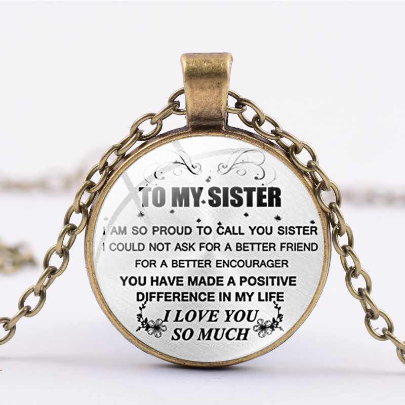 

Inspirational Words to My Sister Necklace i Love You So Much Creative Simple Letter Printed Pendants for Women Friendship