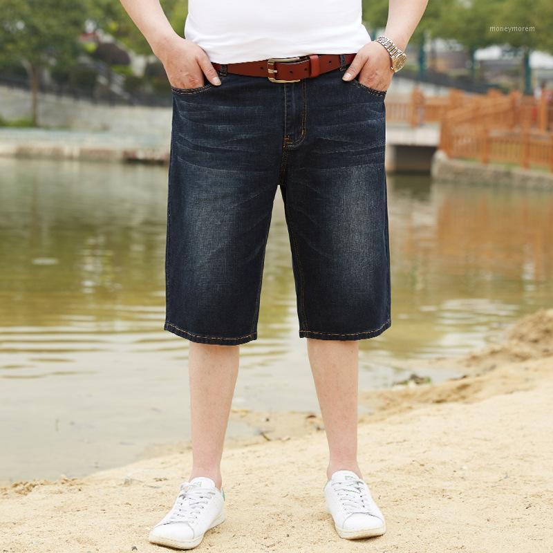 

new arrival Summer thin men five points mid Waist Casual jeans shorts male tide loose super large yards plus size  -481, Black