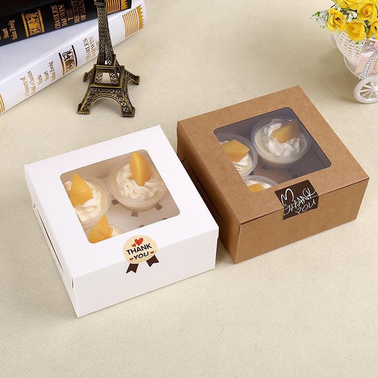 

Kraft Card Paper 4 Cupcake Box Muffin Cake Boxes Dessert Pastry Box with Transparent Window1