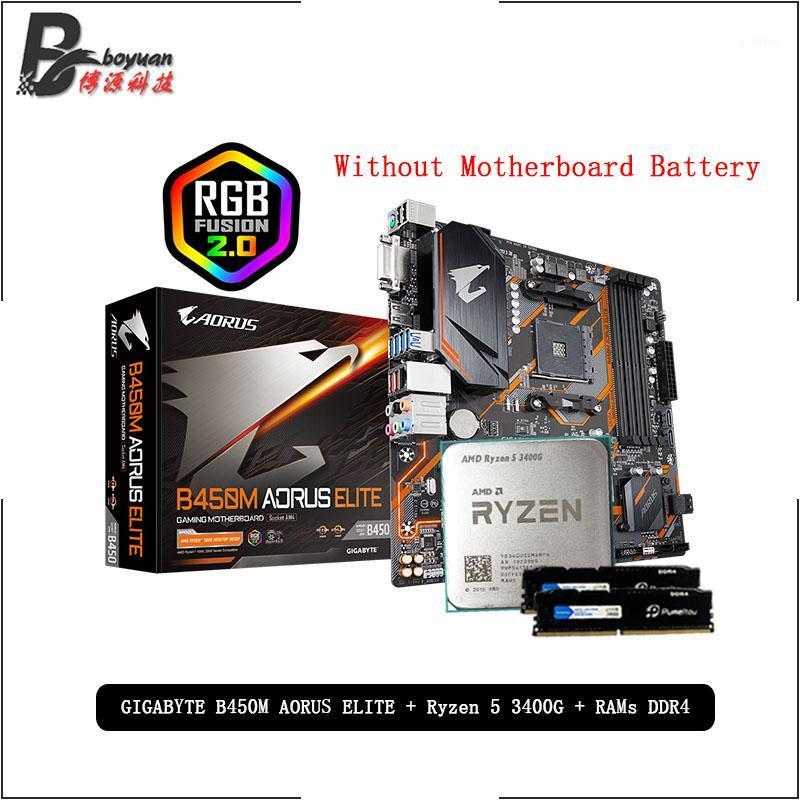 

AMD Ryzen 5 R5 3400G CPU + GA B450M AORUS ELITE Motherboard + Pumeitou DDR4 8G 16G 2666MHz RAMs Suit Socket AM4 Without cooler1