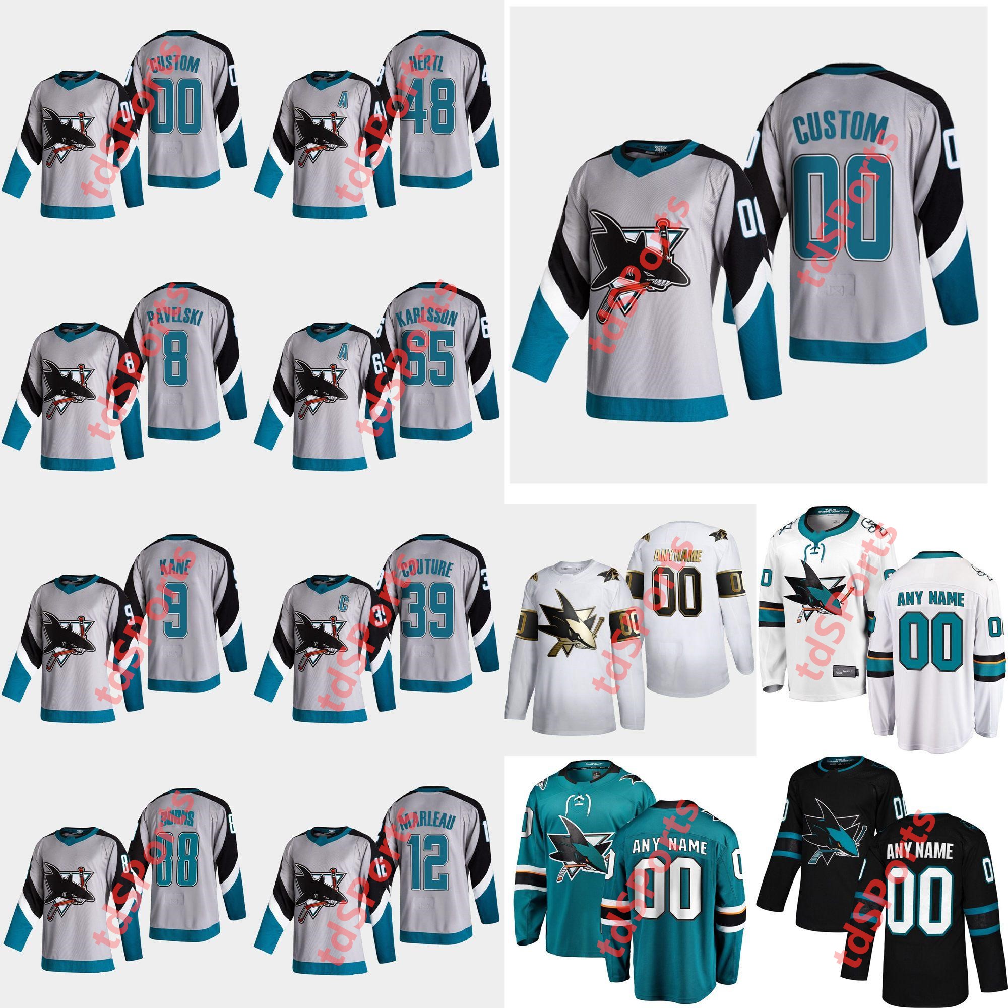 

San Jose Sharks 2021 Reverse Retro Hockey Jersey 52 Lukas Radil Jersey Trevor Carrick Micheal Haley Ryan Donato Noah Gregor Custom Stitched, As shown in illustration