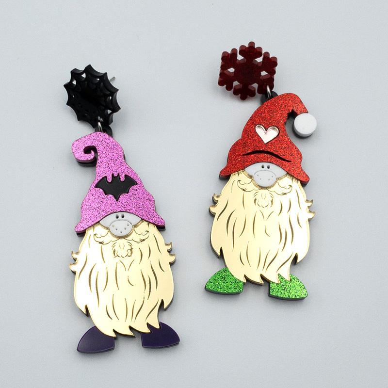 

Exaggerated Funny Old Man With Long Beard Acrylic Earrings Long Tassel Creative Shiny Dangle Earrings Jewelry Night Club Jewelry