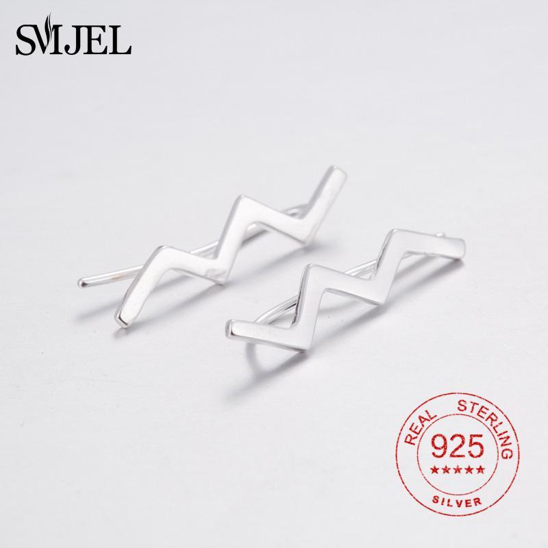 

SMJEL Punk Waves Ear Climbers Earrings for Women 100% 925 Sterling Silver Bohemian Cute Earing Piercing Earings pendientes1