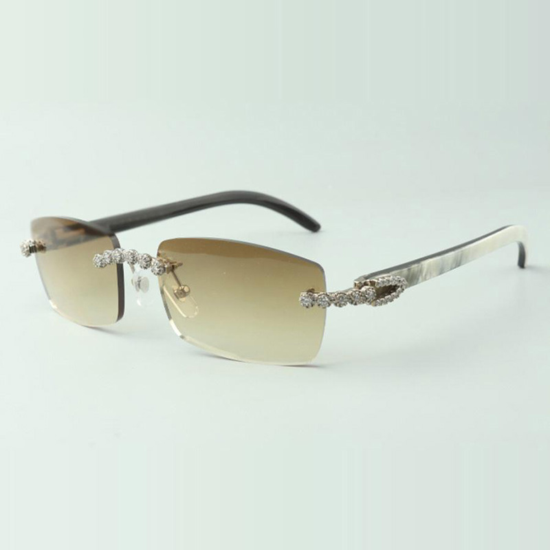 

66s Sunglasses 2023 Bouquet Diamond Sunglasses 3524012 with Natural Mixed Buffalo Horn Glasses Lens 3.0 Thickness