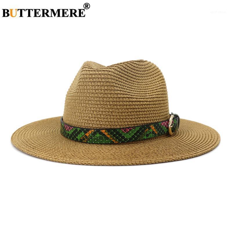 

BUTTERMERE Sun Hats for Women Men British Style Panama Hat Summer Straw Hat Jazz Wide Brim Flat Cap Male Female Accessories1, White