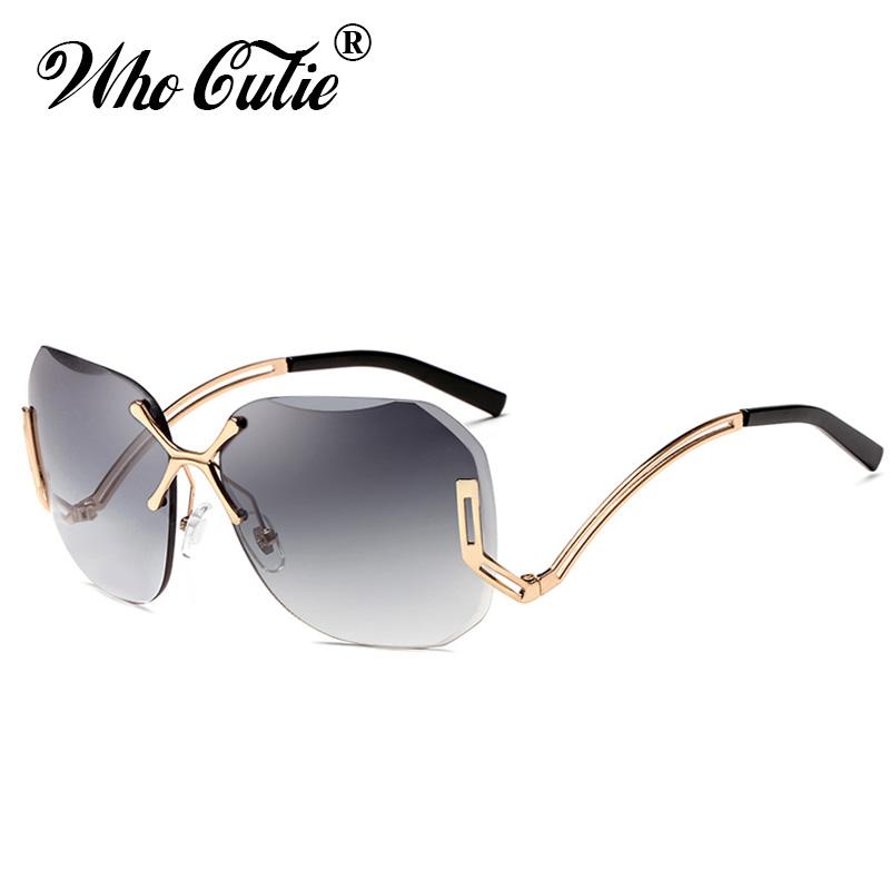 

WHO CUTIE 2020 Transparent Rimless Tint Clear pilot Sunglasses Women CUT OFF Frameless Sun Glasses Shades oculos OM355