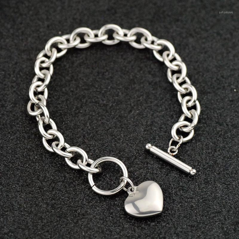 

Fashion new simple ladies stainless steel heart OT buckle bracelet titanium steel jewelry hot sale1