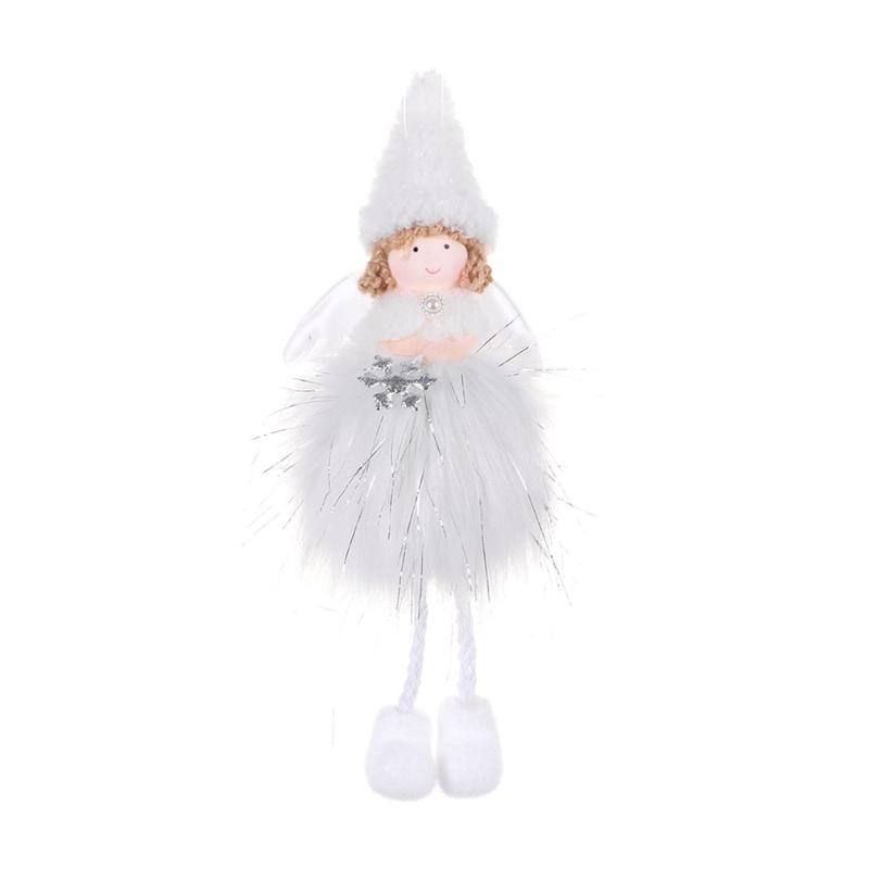 

1pc Christmas Silk Plush Snowflakes Star Angel Girl Ski Pendant Christmas Tree Decoration For Home Xmas Cute Doll