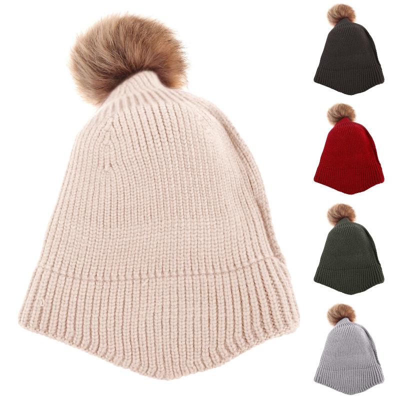 

Beanie/Skull Caps Winter Hats Children Cute Solid Color Thick Warm Knitted Beanie Hat Pompom Skull Cap High Quality Skullies Beanies 5 Color, Army green