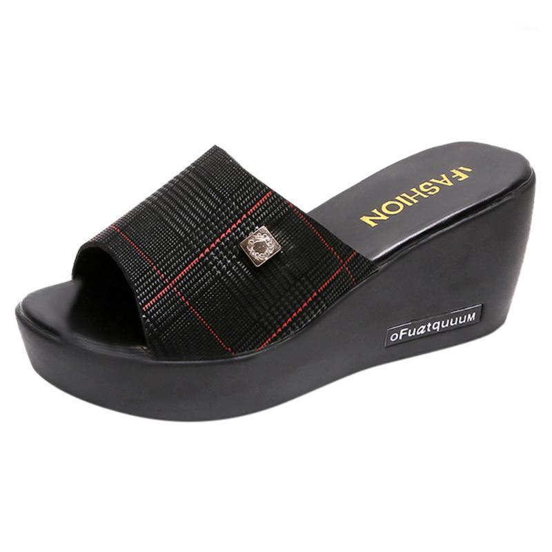 

SAGACE Women's Slippers Summer Fashion Casual Solid Color Wedge Slip-On Platform Non-Slip Peep Toe Lady Sandals 2020 X12201, Black