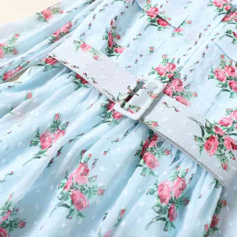 

Casual Dresses Middleton Star Kate Catwalk High-End Womens Clothing Fashion Polo Collar Mid-Length Printed Shirt Dress Spring and Autumn 0J2R, Flower color