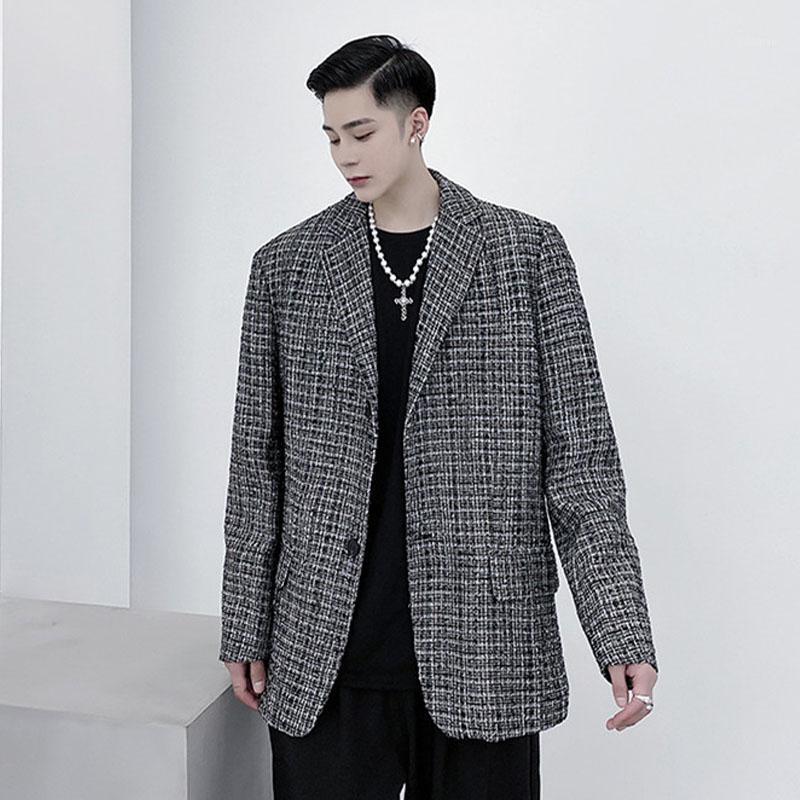 

Male Streetwear Vintage Fashion Suit Jacket Outerwear Men Knitted Bright Silk Weave Loose Casual Suit Blazers Coat1, Tf36