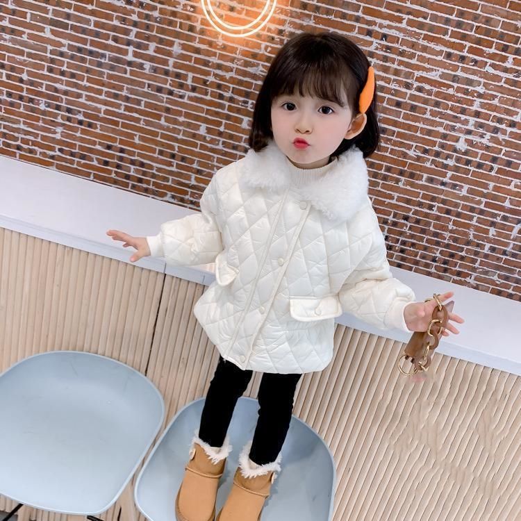 

Female baby jacket 2020 winter childhood winter dress foreign cotton jacket children's thin cotton girl autumn winter cotton clothes, Blue;gray