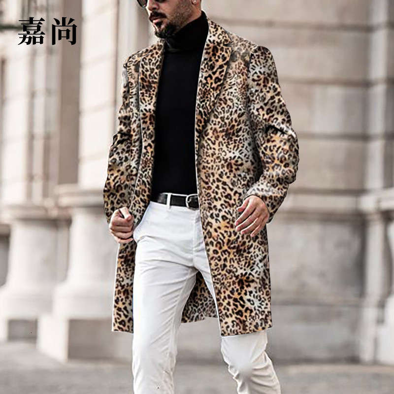 

2021 New Autumn/winter Hot Selling in Europe and America Medium Length Elegant Lapel Jacket for Man OO90, Leopard.