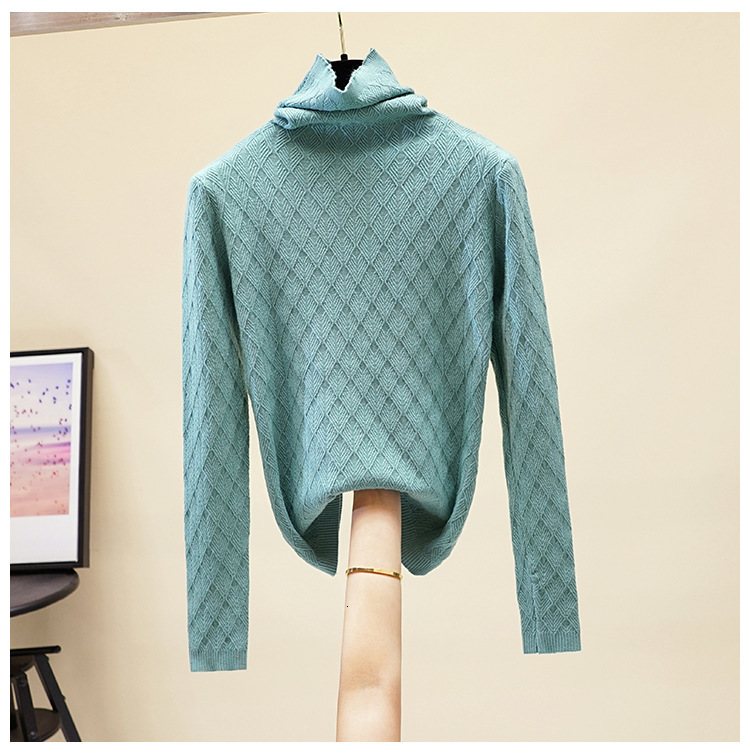 

2021 New Casual Oversize Thick Autumn Winter Turtleneck Sweater Pullover Women Long Sleeve Chic Basic Female Loose Knitted Sweaters Hki8, Black