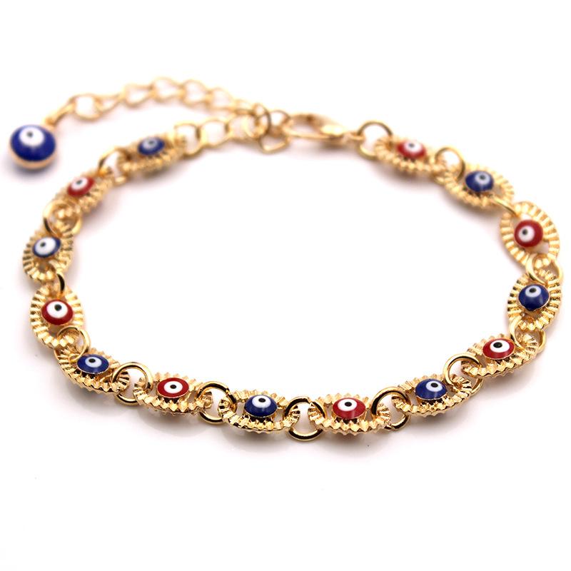 

Evil Eye Charm Bracelet Adujutable Turkish Blue Eye Glass Beads Beaded Bracelets for Women and Men 18K Gold Plated Chain Jewelry