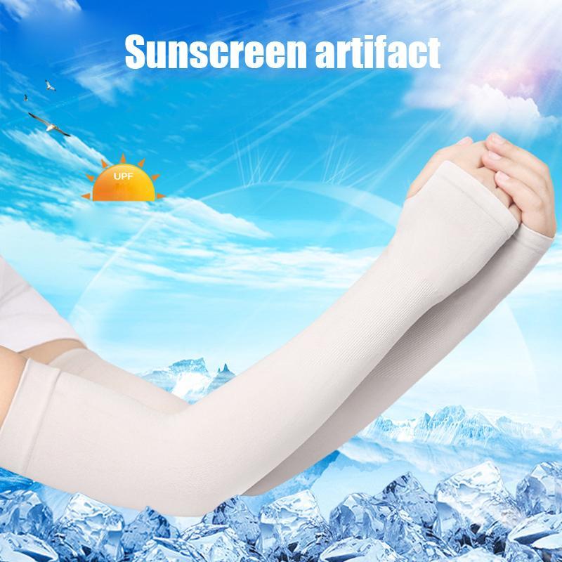 

1pair Sun Protection arm sleeve Sport Sleeve Sun UV Protection Anti-slip Ice silk sunscreen cuff Cycling sunscreen1, A-grey
