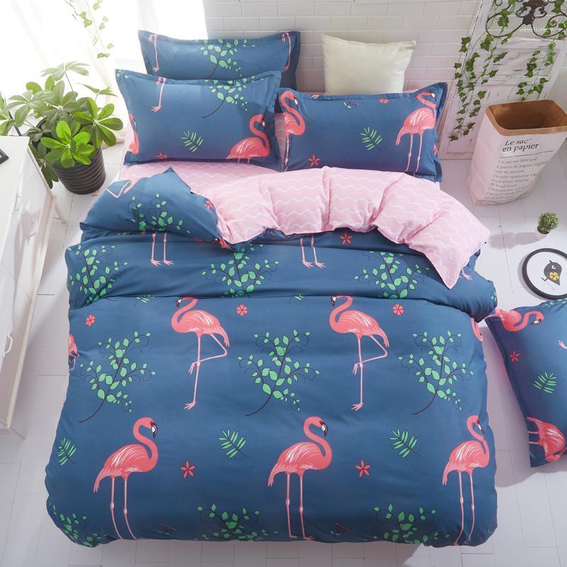 

2020 Summer bedding bird duvet cover+flat sheet+pillowcase 3/4pcs bed linen set home textile bedding set mushroom bed cover1, Fashion leaf