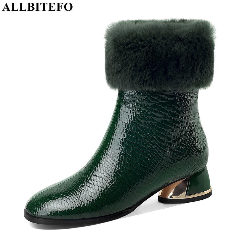 

ALLBITEFO size 34-41 Suitable for cold Siberia real wool inside winter warm snow boots real genuine leather fashion women boots, As picture