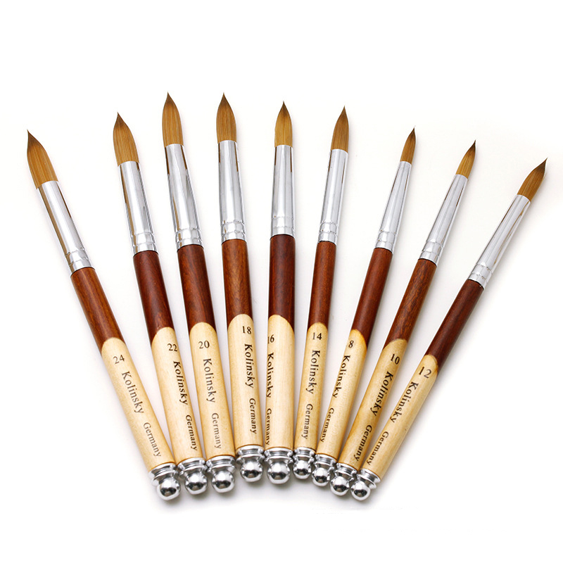 

Good Quality Kolinsky Acrylic Nail Art Brush UV Gel Polish Carving Liquid Powder Hair Drawing Pen Wood Handle