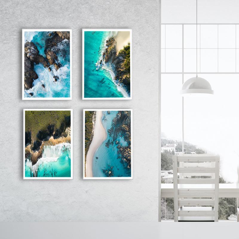 

Ocean Waves Blue costal Wall Poster Sea Beach Landscape Canvas Print Nordic Painting Scandinavian Art Room Decoration Picture1