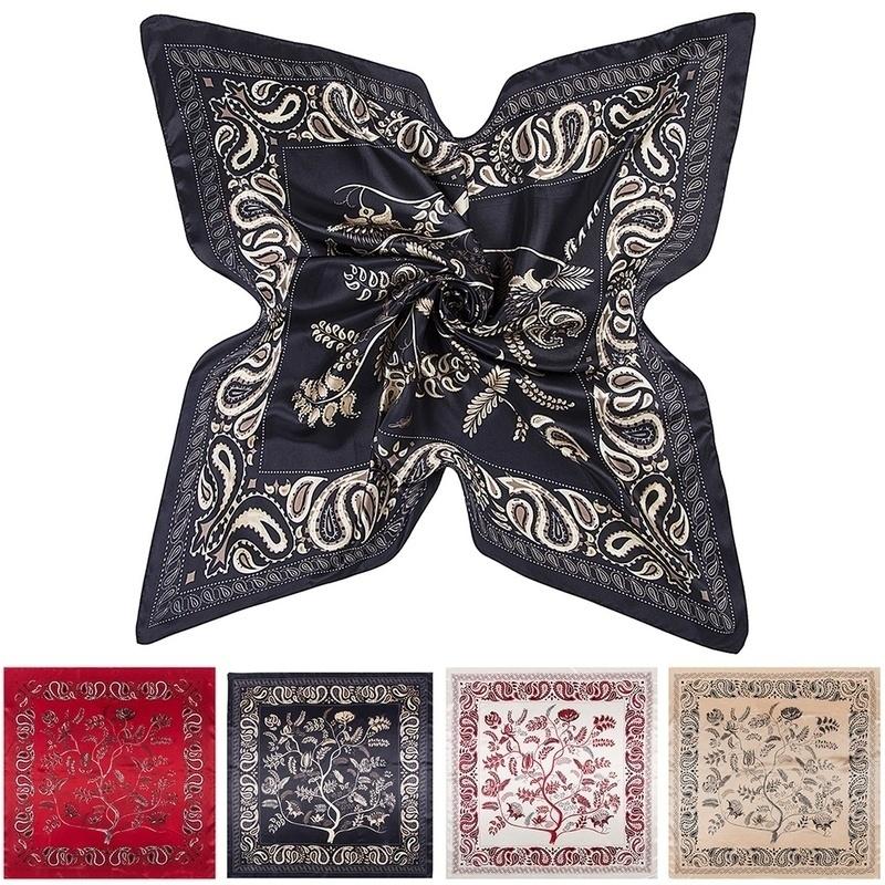 

90*90cm Silk Satin Big Square Scarf Bandana Wrap Printing Shawl Scarves Gifts