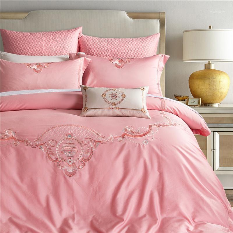 

4/6/7Pcs Egypt Cotton Versailles romance Luxury Bedding Set Embroidery Duvet cover set Bed Sheet Pillowcases Queen King Size1, Lb1