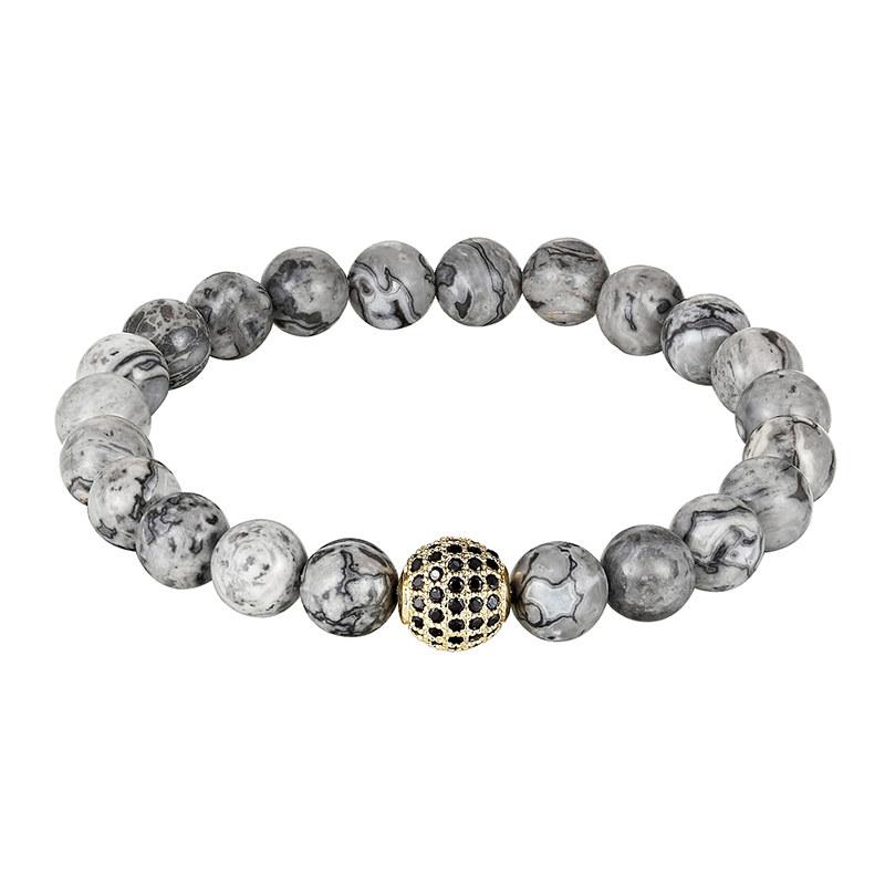 

LIVVY High quality gray striped natural stone bead bracelet men's gift lucky band bracelet yoga beads aura prayer jewels AS463