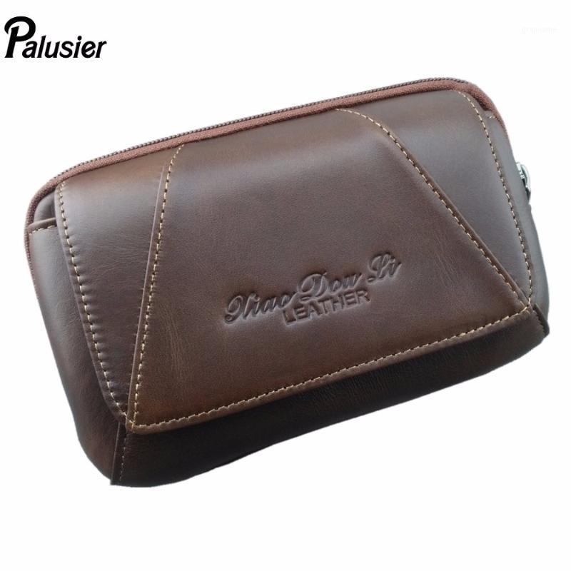 

New Fashion Men Oil Wax Genuine Leather Waist Pack Vintage Cowhide Wallet Hip Bum Belt Bag Mobile Phone Pocket Purse Pouch1, Brown