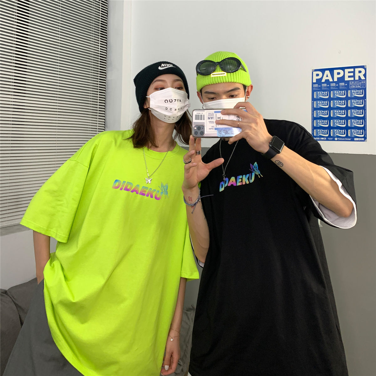 

2021 New Man Letter Butterfly Graphic Printed Tees Loose Casual Unisex T-shirt Korean Streetwear Short Sleeve Male Pullovers 5cg2, White