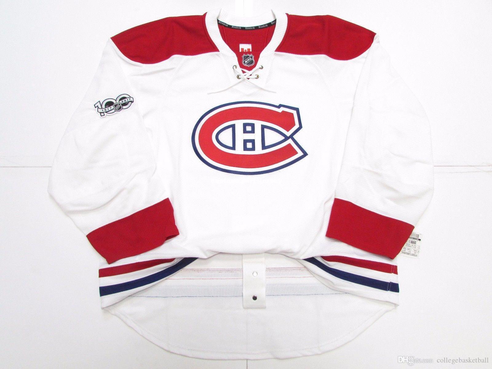 Custom Custom Montreal Canadiens Away 100e anniversaire Edge 2.0 7287 Jersey Stitch Ajouter n'importe quel numéro N'importe quel nom Nom Mens Hoc