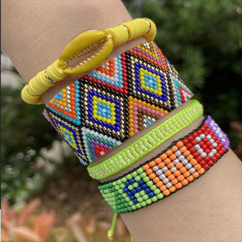 

BLUESTAR Colorful MIYUKI Bracelet For Women Gemetric Pattern Pulseras Mujer Moda Handmade Seashell