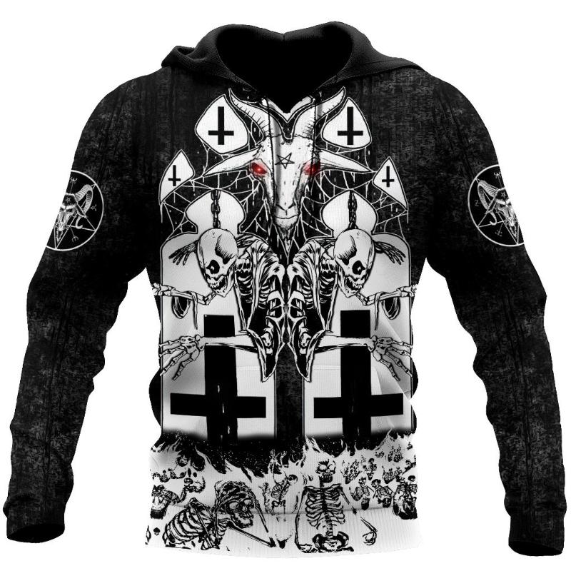 

Men's Hoodies & Sweatshirts PLstar Cosmos Helloween Tattoo Ghost Gothic Skull Satan Devil Tracksuit 3DPrint Men/Women Streetwear Harajuku Au, Black