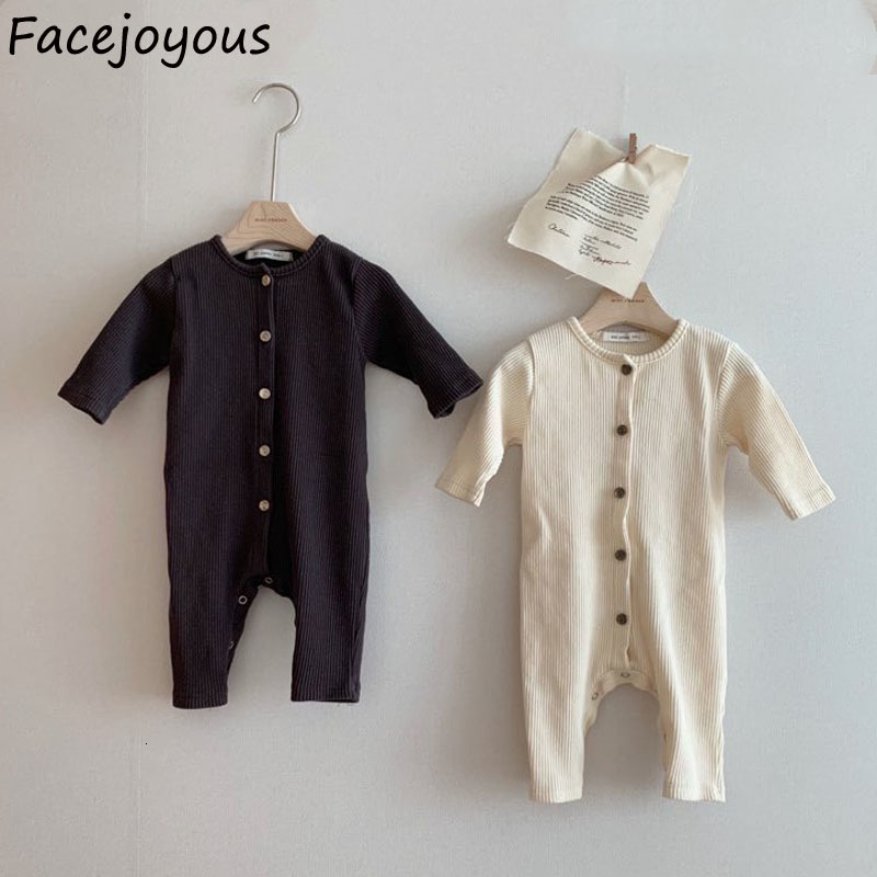 

2021 New Newborn Costume Infant Kids Girls Boys Cotton Clothes Long Sleeve Ribbed Romper Back Patch Jumpsuit Baby Onesie 0-24m K320, Black