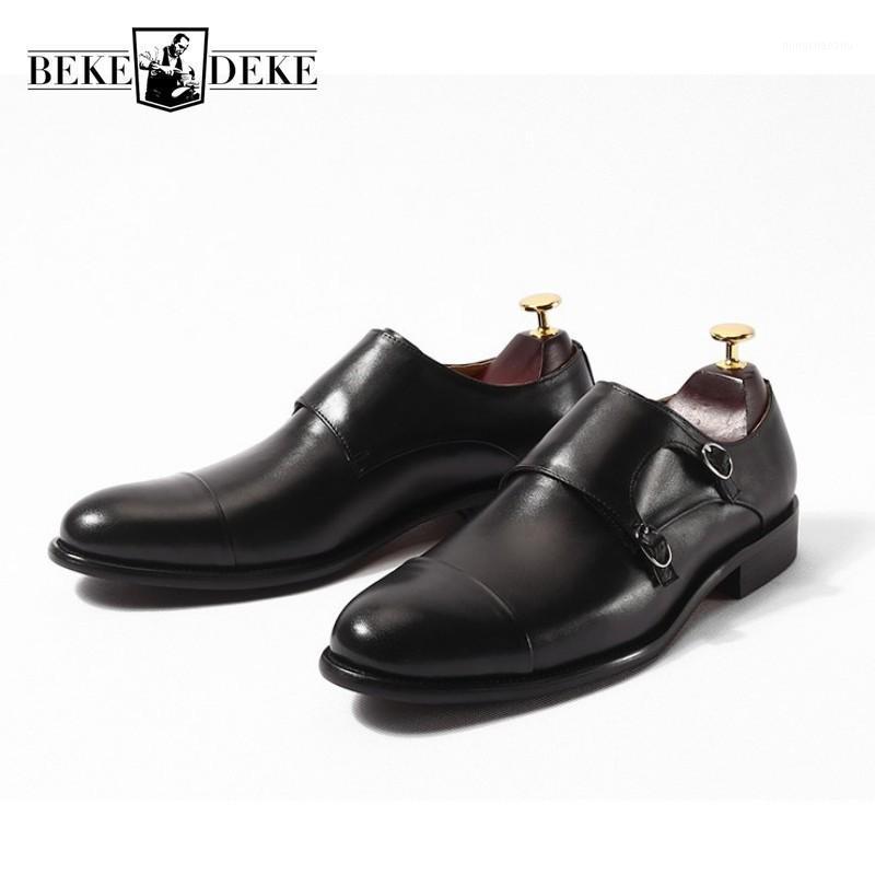 

Italian Fashion Mens Genuine Leather Monk Strap Shoes Office Work Formal Footwear Social Man Slip On Loafers Wedding Dress Shoes1, Black