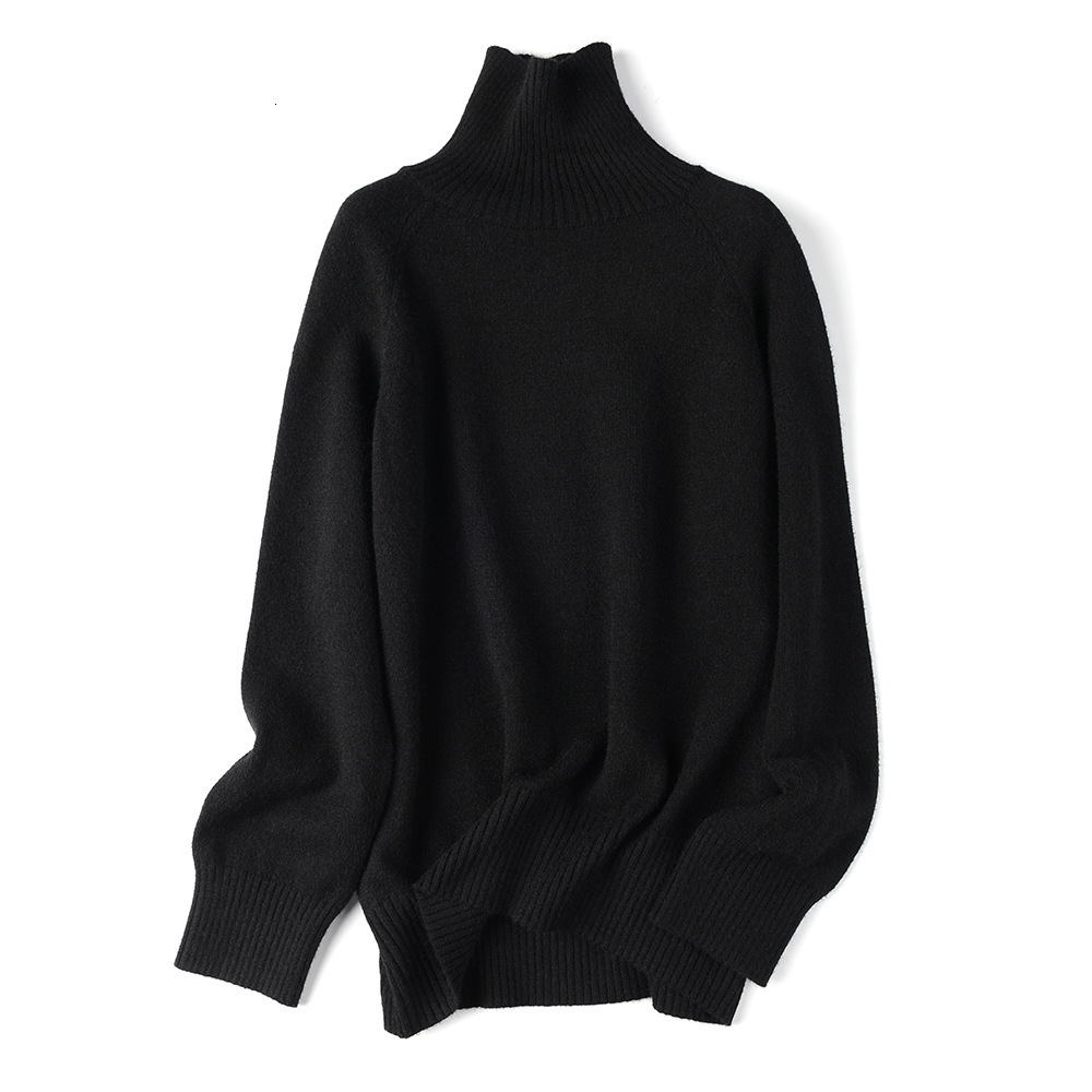 

2021 New Autumn Winter Women High Quality Turtleneck Oversize Wool Warm Pullovers Sweater Long Sleeve Cashmere Loose Jumper Uszn, Orange
